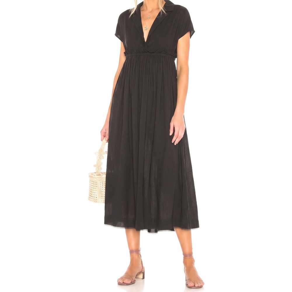 NWT Free People x REVOLVE Black All Occasion Shirt Dress Size M Linen Cotton